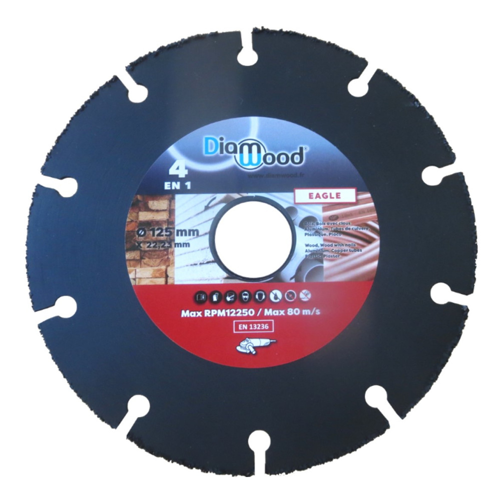Disque meuleuse bois - Ø 125 mm x 22,23 mm, Disque de coupe pour